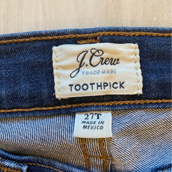 J.Crew Dark Wash Stretch Denim Blue Toothpick Skinny Jeans, size 27 Tall - Picture 8 of 11